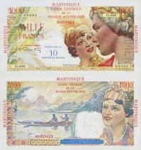 10 Noveaux Francs Martinik 1960 nevydaný Specimen - REPLIKA - Kliknutím na obrázok zatvorte -
